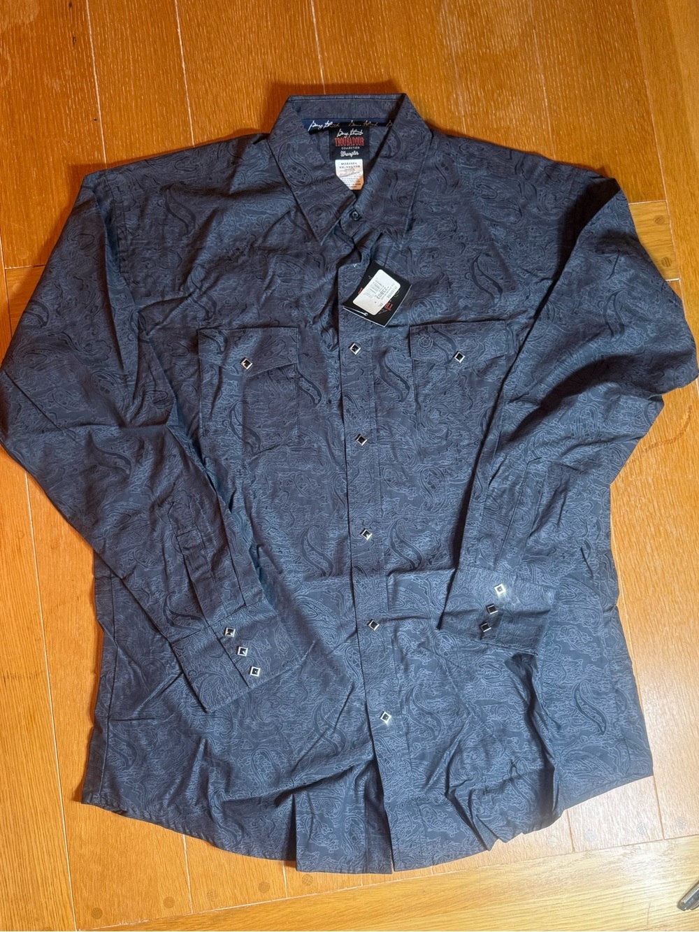 Men's George Straight Troubadour Dark Charcoal Patterned Button-Up Shirt